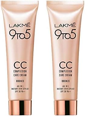 Lakmé 9 To 5 Complexion Care Cream, Medium, Radiant, Natural, Luminous, Dry| Bronze 9 G (Pack of 2)