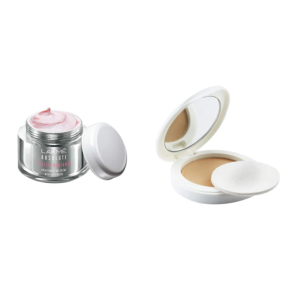 Lakmé Absolute Perfect Radiance Skin Brightening Day Cream, 28 G And Perfect Radiance Compact, Ivory Fair 01, 8G