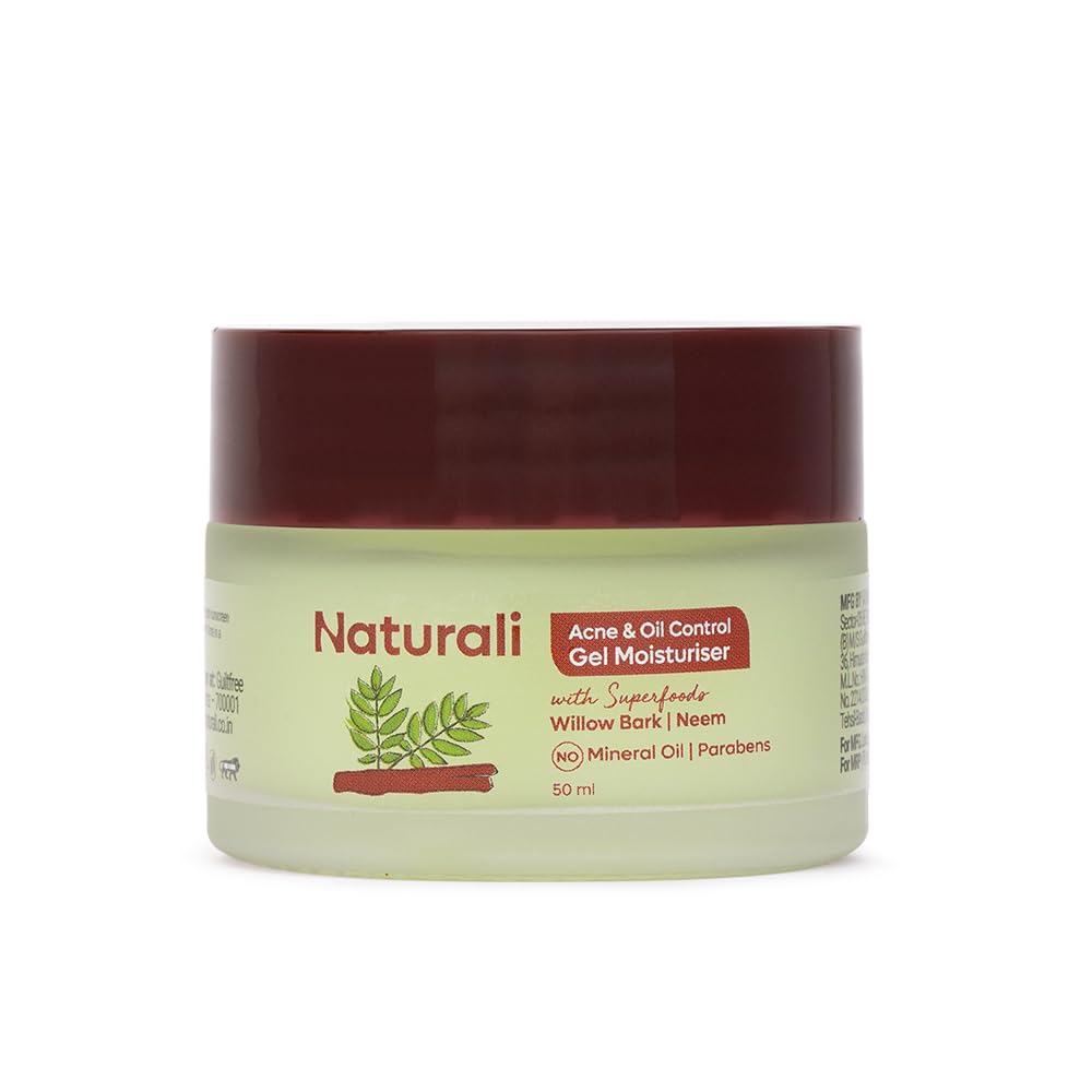 Naturali Acne & Oil Control Gel Moisturiser with Superfood Willow Bark & Neem, 50ml