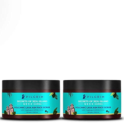 Pilgrim Pack of 2 Face Scrub for De Tan, Exfoliation, Glowing Skin, Blackhead Removal, Dry, Oily, Combination Skin, Men and Women, Vegan, Korean Beauty Secrets, 100g+100g