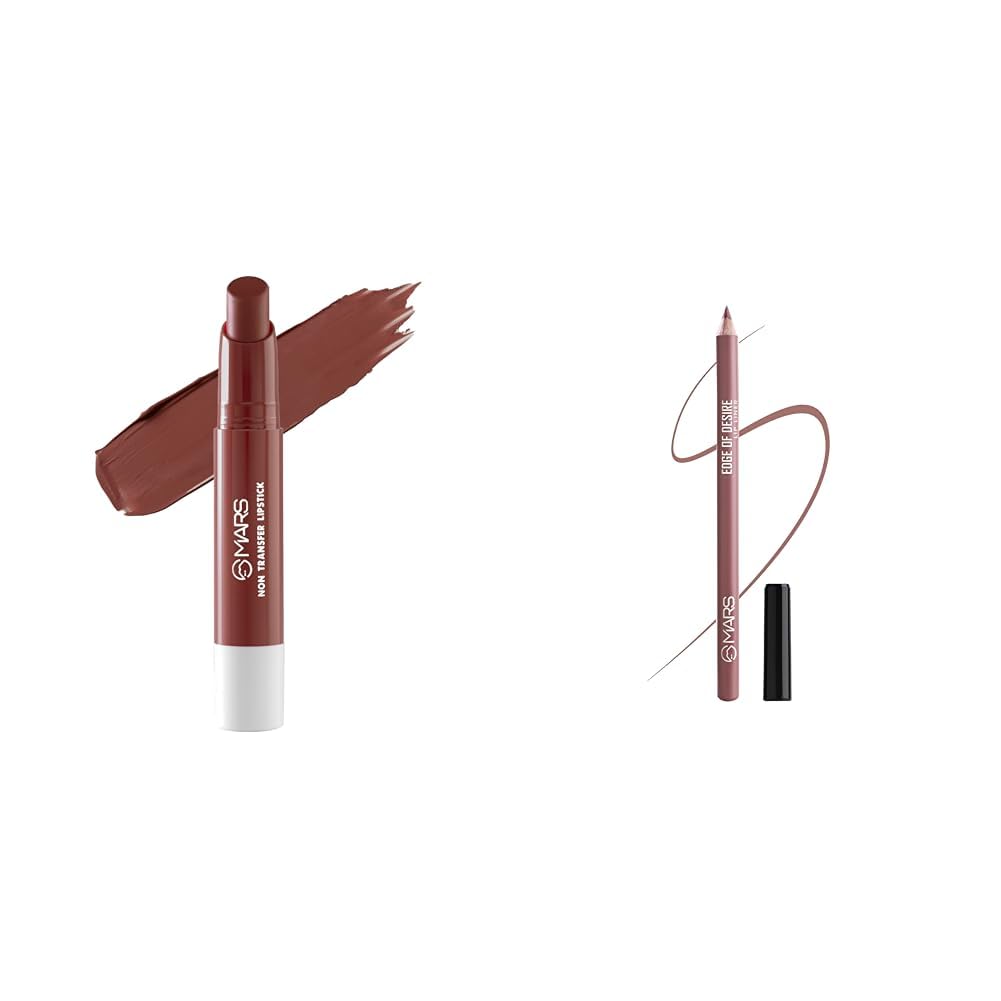 MARS Matte Super Stay Lipstick Lipstick for Women (2.6 gm) (12-SINFUL) Matte Lip Liner | One Swipe Smooth Application | Long Lasting Lip Pencil (1.4gm) (16-PEACHY GLOW)
