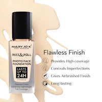 Mary Jo K Photo Face Foundation, 24H Coverage, Pure Brightening Serum, 30ml, Shade 04