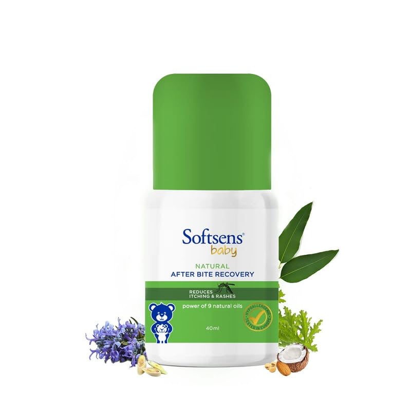 Softsens Baby Natural Mosquito Repellent Combo, 8 Hour Protection, DEET-Free, Spray 100ml, Fabric Roll-On - 8ml and After Bite Recovery 40ml