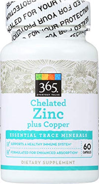 365 Everyday Value, Chelated Zinc plus Copper, 60 ct