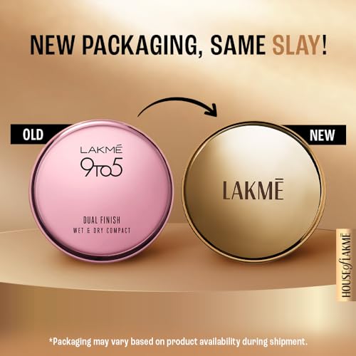 LAKMÉ 9 To 5 Primer With Matte Powder Medium Coverage All Skin Foundation Compact, Silky Golden, 9G