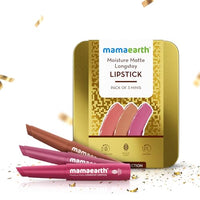 Mamaearth Moisture Matte Long Stay Lipstick Minis Gift Set - Nude Perfection | 8 Hour Moisture Lock | Up to 12-Hour Long Stay | Smudge Proof | Travel-Friendly | Gifting For Valentine's Day, Birthday, Anniversary & Special Occasions | Premium Gift Pack