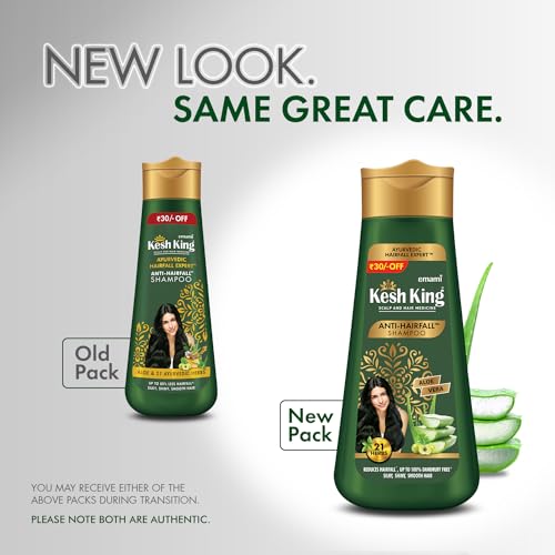 Kesh King Ayurvedic Anti Hairfall Shampoo Reduces Hairfall 21 Natural Ingredients With The Goodness Of Aloe Vera, Bhringraja And Amla For Silky, Shiney, Smooth Hair, 340Ml