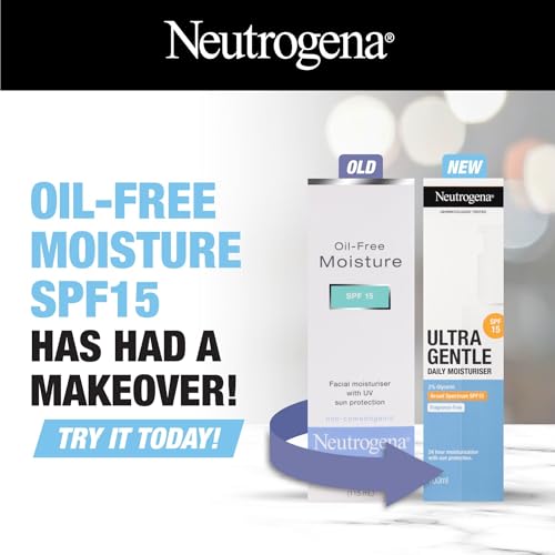 Neutrogena Ultra Gentle Daily Moisturiser SPF 15 | Glycerine based | Light Weight & Non Greasy | UVA & UVB Protection | Parabens Free | Fragrance Free | Dry & Sensitive Skin | 100ml