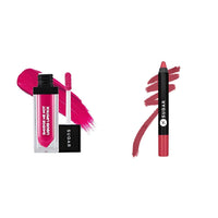 SUGAR Cosmetics - Liquid Lipstick - 07 Rethink Pink (Fuchsia) - 4.5 ml - Ultra Matte Liquid Lipstick & SUGAR Cosmetics - Matte As Hell - Crayon Lipstick -05 Rose Dawson (Rose Pink)