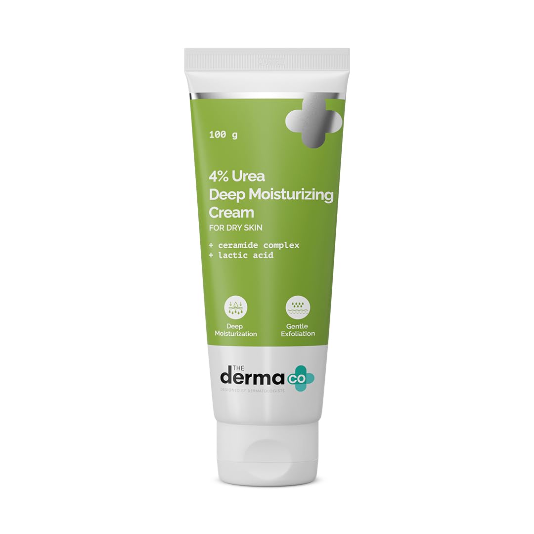 The Derma Co 4% Urea Deep Moisturizing Cream with Lactic Acid & Ceramide Complex | Deeply Moisturizes | Gently Exfoliates| Repairs Skin’s Natural Barrier | Lightweight Formula I For Very Dry Skin-100g