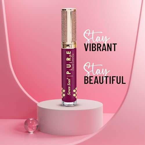 Seven Seas Pure Liquid Lipstick, Matte Finish, Purple (Rose 2, 7ml)