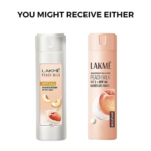 Lakme Peach Milk Ceramide Moisturizer with SPF 24 & Hyaluronic for Intense Moisturizing and Skin Protection from UVA/B Rays | With Skin Conditioner| For Dry Skin, Normal Skin & Sensitive Skin 200ml