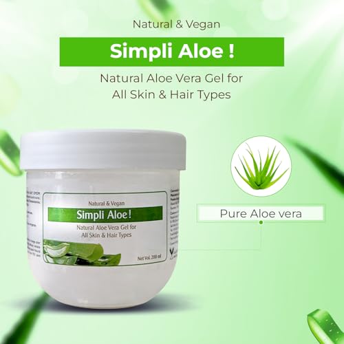 Passion Indulge Pure Aloe Vera gel for Face- 200 ml | BUY 1 GET 1 FREE Simpli Gel | Multipurpose Natural aloe vera Gel for Skin & Hair | For acne & marks | Provides deep hydration