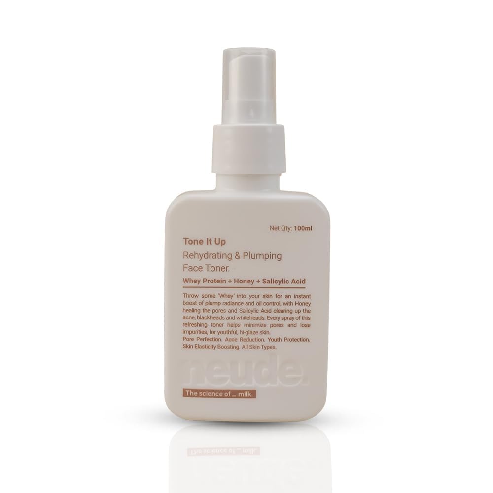 Neude Face Toner Niacinamide - 100ml with Whey Protein, Milk Peptides, 2% Salicylic Acid for Oil & Acne Free Skin, Hydrating, Fades Blemishes, Brightens & Smoothen Skin, Tightens Pores