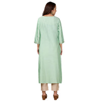 Kashish Women's  Viscose Embroidered Round Neck Straight Fit Kurta