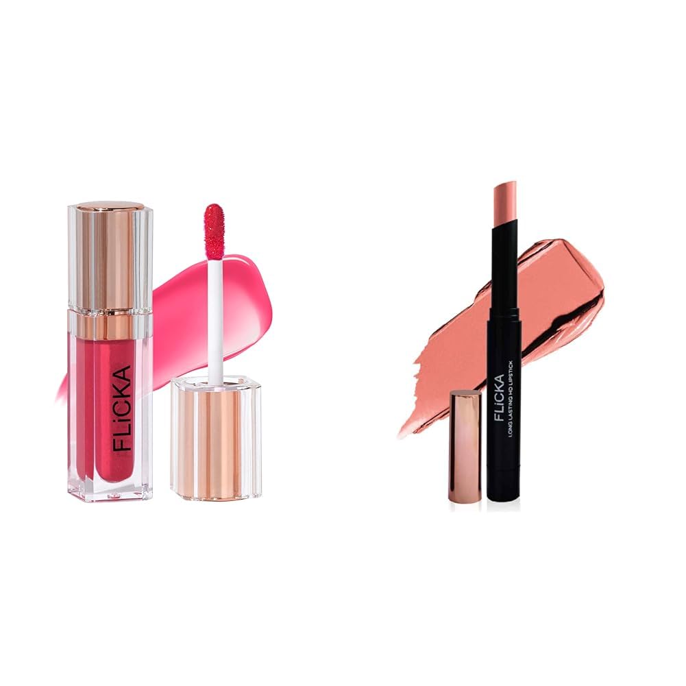 FLiCKA Shimmery Affair Lip Gloss 6 Gin Baby Pink 5ml High Drama Creamy Matte Lipstick| Nontransfer HD Lipstick, Waterproof, Hydrating, Moisturizing, Upto 16Hrs, 07 Overreact, 3.2