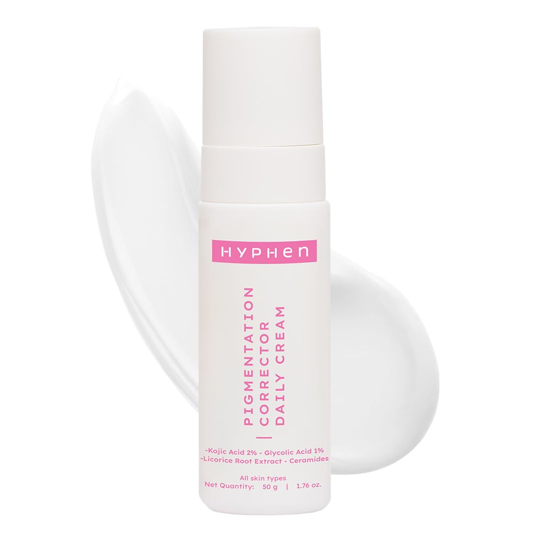 Hyphen Pigmentation Corrector Daily Cream With 2% Kojic Acid | Moisturizes & Treats Pigmentation | Reduces Dark Spots & Blemishes | Brightens Skin | Lightweight & Fragrance Free | For Women & Men -50g