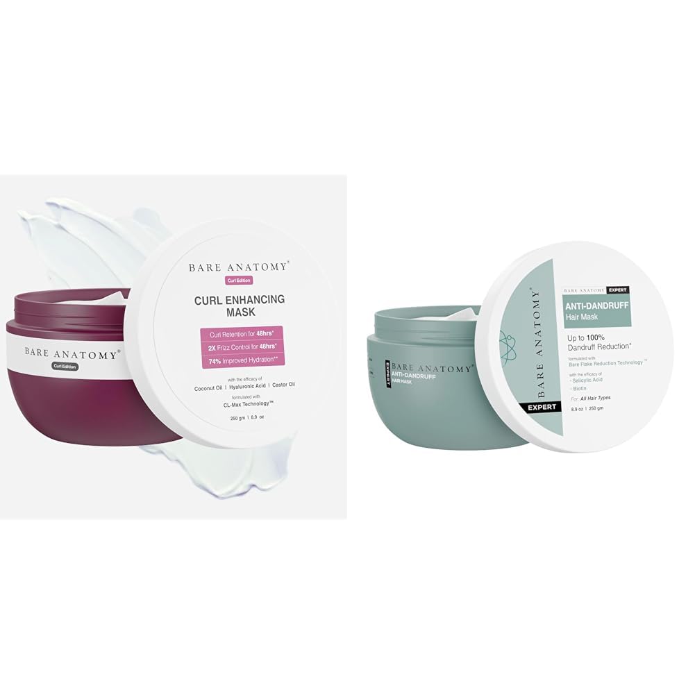 Bare Anatomy Curl Enhancing Hair Mask Sulphate & Paraben Free | 250g EXPERT Anti-Dandruff Hair Mask | Targets Oily Scalp and Sheds Dry Flakes | 250g