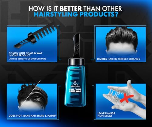 Urbangabru Hair Volumizing Powder Wax (5 GM) + Hair Comb Aqua Wax - The Alpha Edition - Men's Grooming Combo Kit