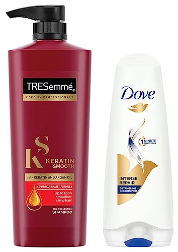 TRESemme Keratin Smooth Shampoo, 580ml And Dove Hair Therapy Intense Repair Conditioner, 175ml