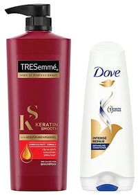 TRESemme Keratin Smooth Shampoo, 580ml And Dove Hair Therapy Intense Repair Conditioner, 175ml