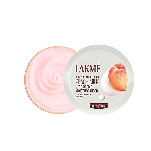 LAKMÉ Peach Milk Soft Crème Moisturizer for Face 200 g|| Daily Lightweight Whipped Cream with Vitamin E for Soft|| Glowing Skin - Non Oily 24h Moisture