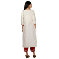 Kashish Women's  Viscose Embroidered Round Neck Straight Fit Kurta