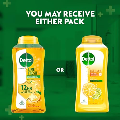 Dettol Body Wash and Shower Gel for Women and Men,Lime fresh, Refresh - 250ml | Soap-Free Bodywash | 12h Odour Protection