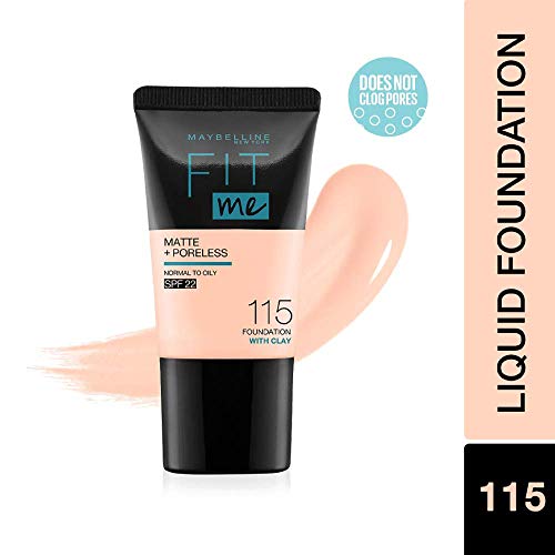 Maybelline New York Liquid Foundation Medium Coverage For Oily Skin & New York Fit Me Matte+Poreless Liquid Foundation Medium Coverage For Oily Skin Tube, Pack Of 1
