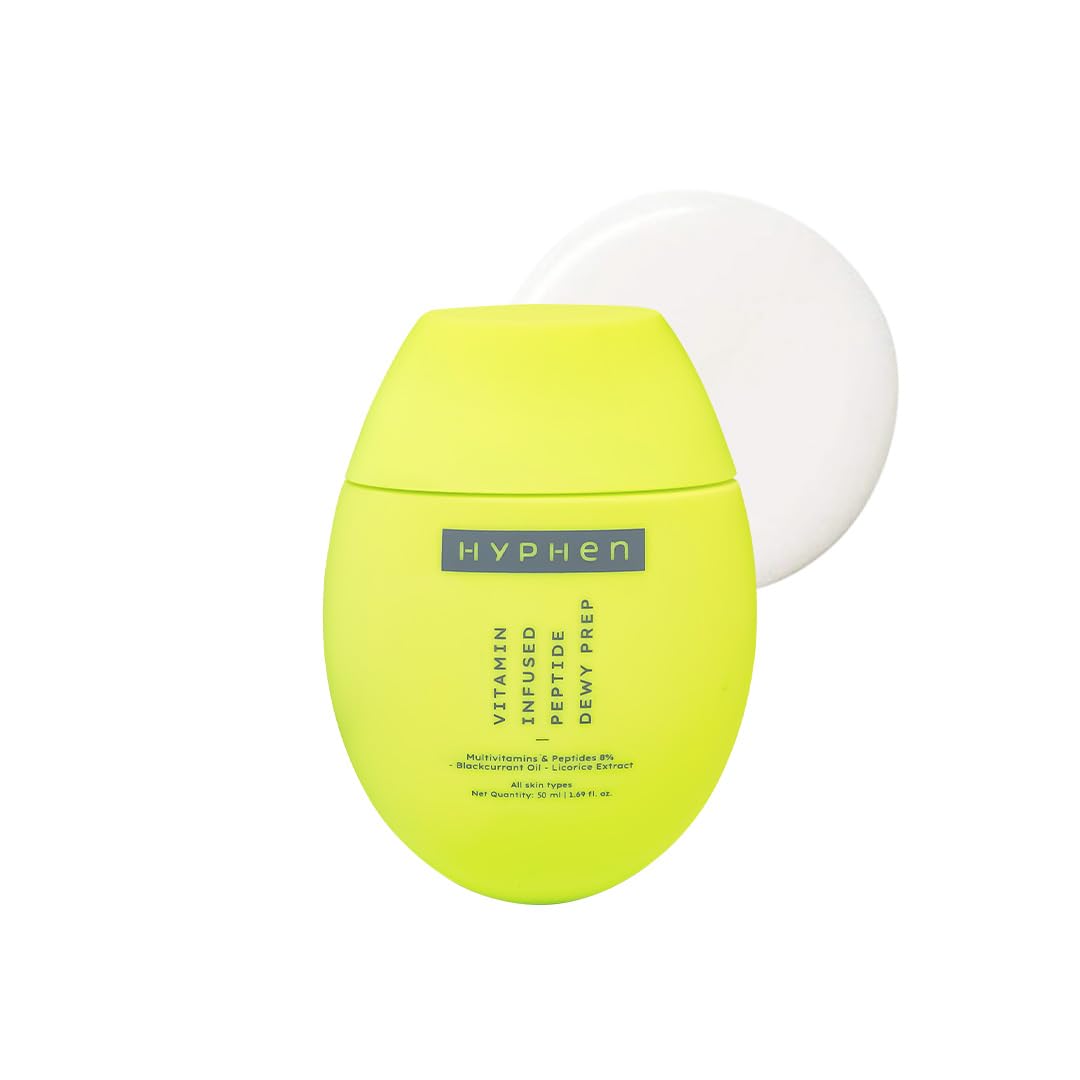 Hyphen Vitamin-Infused Peptide Dewy Prep 8% Multivitamins & Peptides Serum | Instant Dewy Glow & Hydration, UV Protection & Strengthens Skin Barrier | Lightweight, Non Greasy, Fragrance Free - 50ml