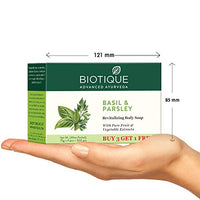 Biotique Basil & Parsley Revitalizing Bathing Bar| Ayurvedic and Organically Pure| Maintains Skin’s Natural pH |100% Botanical Extracts| Suitable for All Skin Types | 150gm 3, 225 g (3 x 75 g)