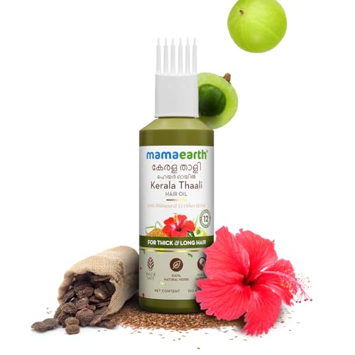 Mamaearth Kerala Thaali Hair Oil with Hibiscus, Bhringraj, Methi Dana & Amla for Thick & Long Hair - 150 ml | Stimulates Hair Growth | Nourishing Thali | 100% Natural Herbs | 12 Potent Herbs