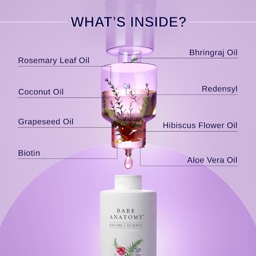 Bare Anatomy Nature x Science Rosemary Hibiscus Hair Growth Oil for Women & Men | Promotes New Hair Growth & Strengthens Hair | Nourishes Scalp & Controls Hair Fall | Suitable for All Hair Types-100ml