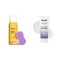 Sanfe Painless & Detan Hair Removal Spray Cream - 112 ml Anti Scar Gel - Niacinamide & Allantoin Acne/Stretch/Burn scars/Dark circles removal cream For old & new scars-20 g