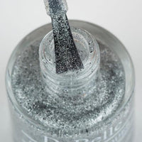 DeBelle Gel Nail Polish Estella (Silver with Black Glitter Sugar Finish Nail Paint)|Non UV - Gel Finish |Chip Resistant | Seaweed Enriched Formula| Long Lasting|Cruelty and Toxic Free| 8ml