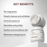 Innisfree Super Volcanic Pore Clay Mask 100ml |De-Tan Face Pack for Brightening | Oil Control & Deep Cleansing | Blackhead Removal, Triple Exfoliation with Volcanic Clusters & AHA |Korean Skincare
