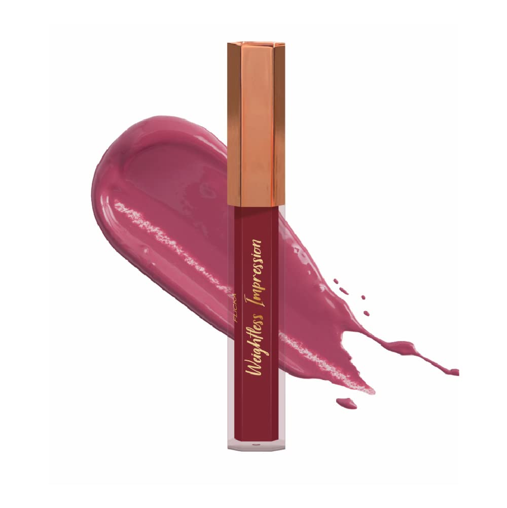 FLiCKA Weightless Impression Liquid Lipstick| Enriched With Vitamin E, Matte Finish, Moisturizing, Creaseless Formula, 10 October, 1.6ml