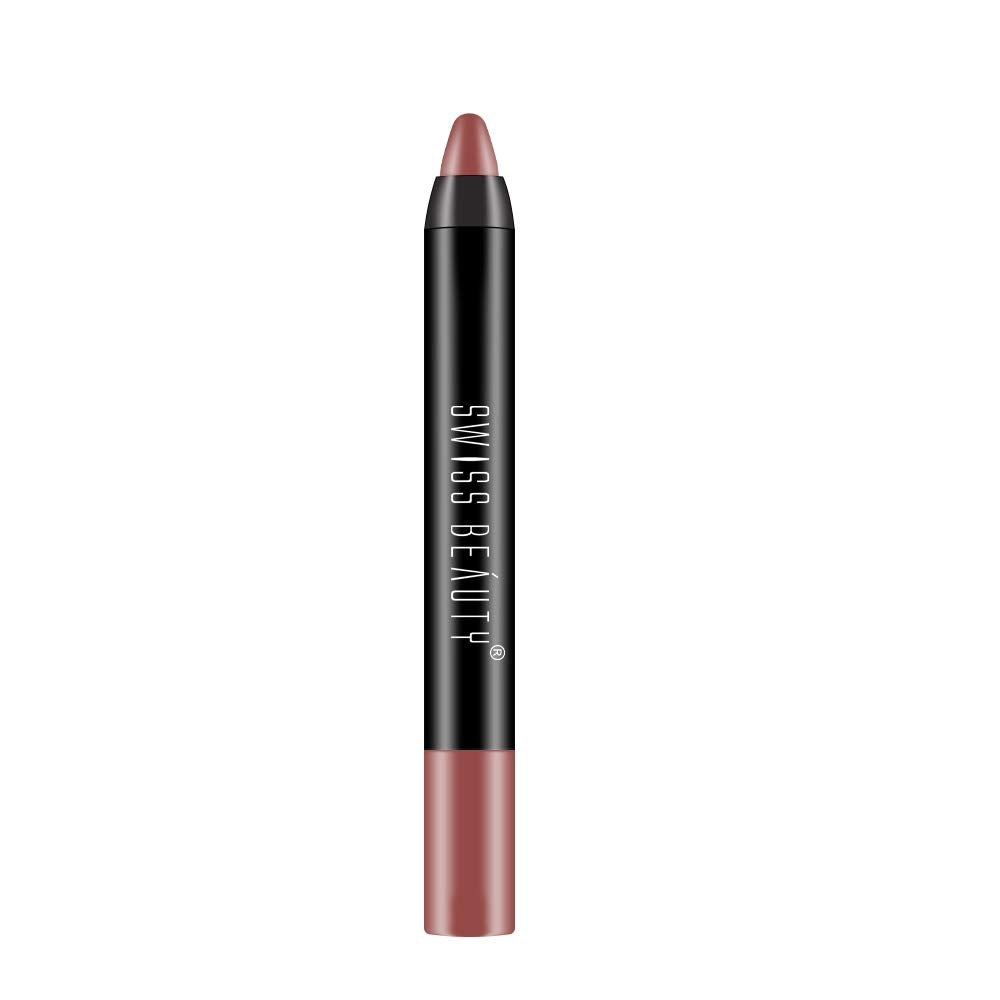 Swiss Beauty 12 Hrs. Stay Matte Lip Crayon, Bare, 3g - Long Lasting, Waterproof, Super Stay, Matte Finish Lip Crayon, Long Wear, Crayon Lipstick