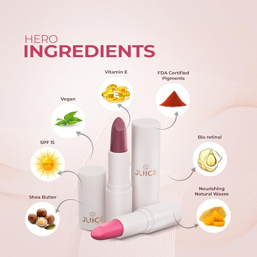 Juice Kiss Sensation lipstick combo set for women with Goodness of Bio Retinol, SPF 15 UV protection for dusky skin tone