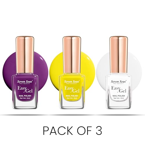 Seven Seas Easy Gel Nail Polish | Quick Dry Gel Nail Polish, Pack of 3 (Combo-04, 30ml)