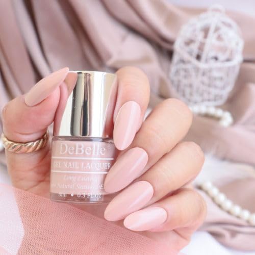 DeBelle Gel Nail Polish Peony Blossom (Nude Nail Paint)|Non UV - Gel Finish |Chip Resistant | Seaweed Enriched Formula| Long Lasting|Cruelty and Toxic Free| 8ml