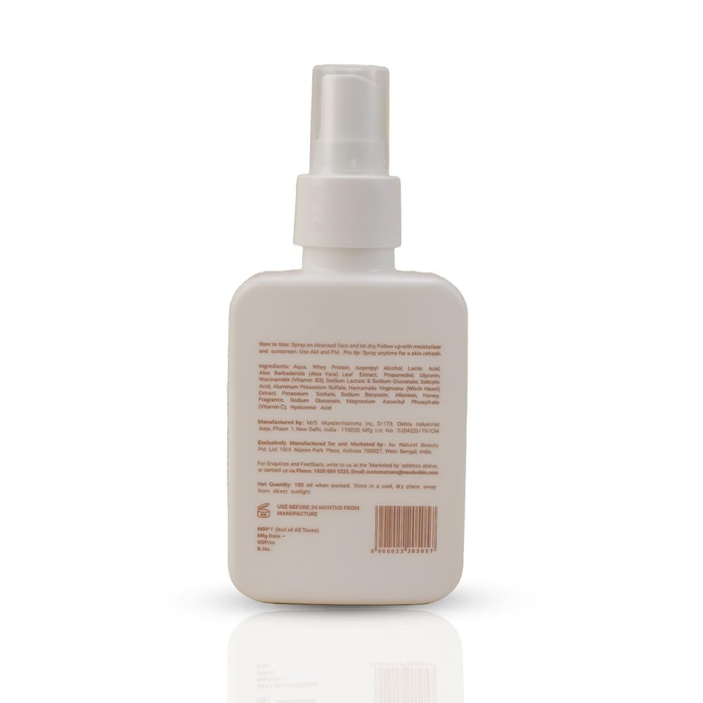 Neude Face Toner Niacinamide - 100ml with Whey Protein, Milk Peptides, 2% Salicylic Acid for Oil & Acne Free Skin, Hydrating, Fades Blemishes, Brightens & Smoothen Skin, Tightens Pores