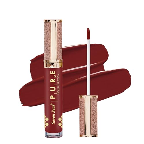 Seven Seas Pure Liquid Lipstick, Matte Finish, Purple (Medium Carmine, 7ml)