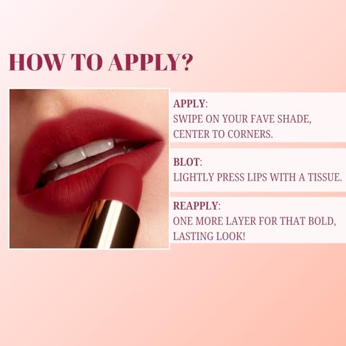 Lakyou Beauty Color Secrets | Non-Transfer Matte Lipstick | Bold Red | Long Lasting Wear | 4g | B01(Chilly Red)
