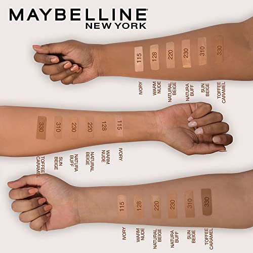 Maybelline New York Liquid Foundation, Matte & Poreless, Full Coverage Blendable Normal to Oily Skin, Fit Me, 128 Warm Nude, 18 ml (Pack of 2)