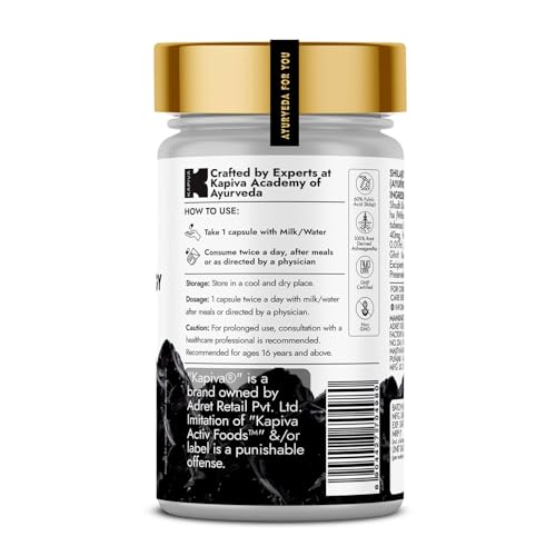 Kapiva Shilajit/Shilajeet Energy 60 Capsules | Made with 100% Pure Shilajit | For All Day Energy & Stamina | With Ashwagandha,Gokshura | Contains 12 Vitamins & 13 Minerals