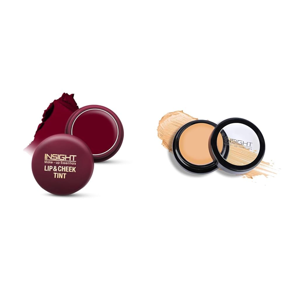 INSIGHT Cosmetics Matte Cream Lip & Cheek Tint|Enriched With Vitamin E|Multipurpose|Lightweight Formula& Insight Makeup Concealer |Hd Look |Waterproof |Minimize Fine Lines |Medium Coverage, 2 Count
