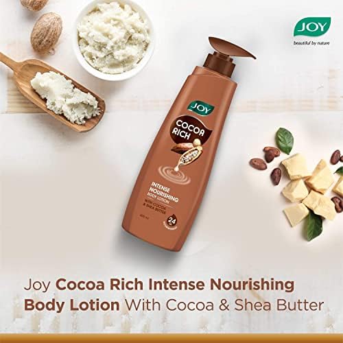 Joy Cocoa Rich Intense Nourishing Body Lotion (600ml) | 24 Hour Nourishment | With Shea Butter & Cocoa Butter | Suitable for Normal to Dry Skin | Non Sticky & Non Greasy Lightweight Body Lotion