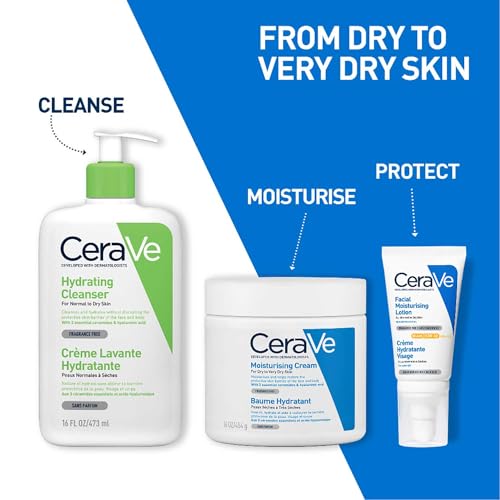 CeraVe Moisturizing Cream For Dry To Very Dry Skin (454g) - Formulated with 3 Essential Ceramides And Hyaluronic Acid | Non-Comedogenic Moisturizer For Face and Body