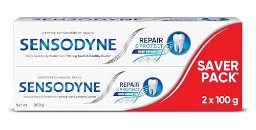 Sensodyne Toothpaste Repair & Protect Combo pack, tooth paste for deep repair of sensitive teeth, 200 gm multi-pack (100 gm x 2)